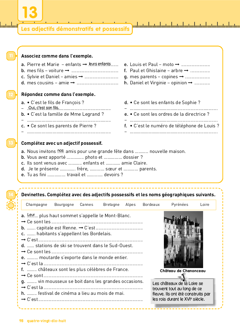 Ma Revision Determinants Demonstratifs Et Possessifs Grammaire Ma