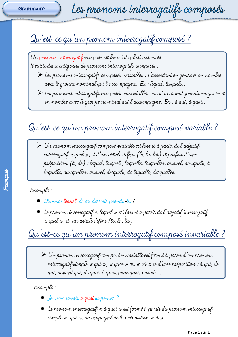 Ma Revision Lecon Pronoms Interrogatifs Composes The Best Porn