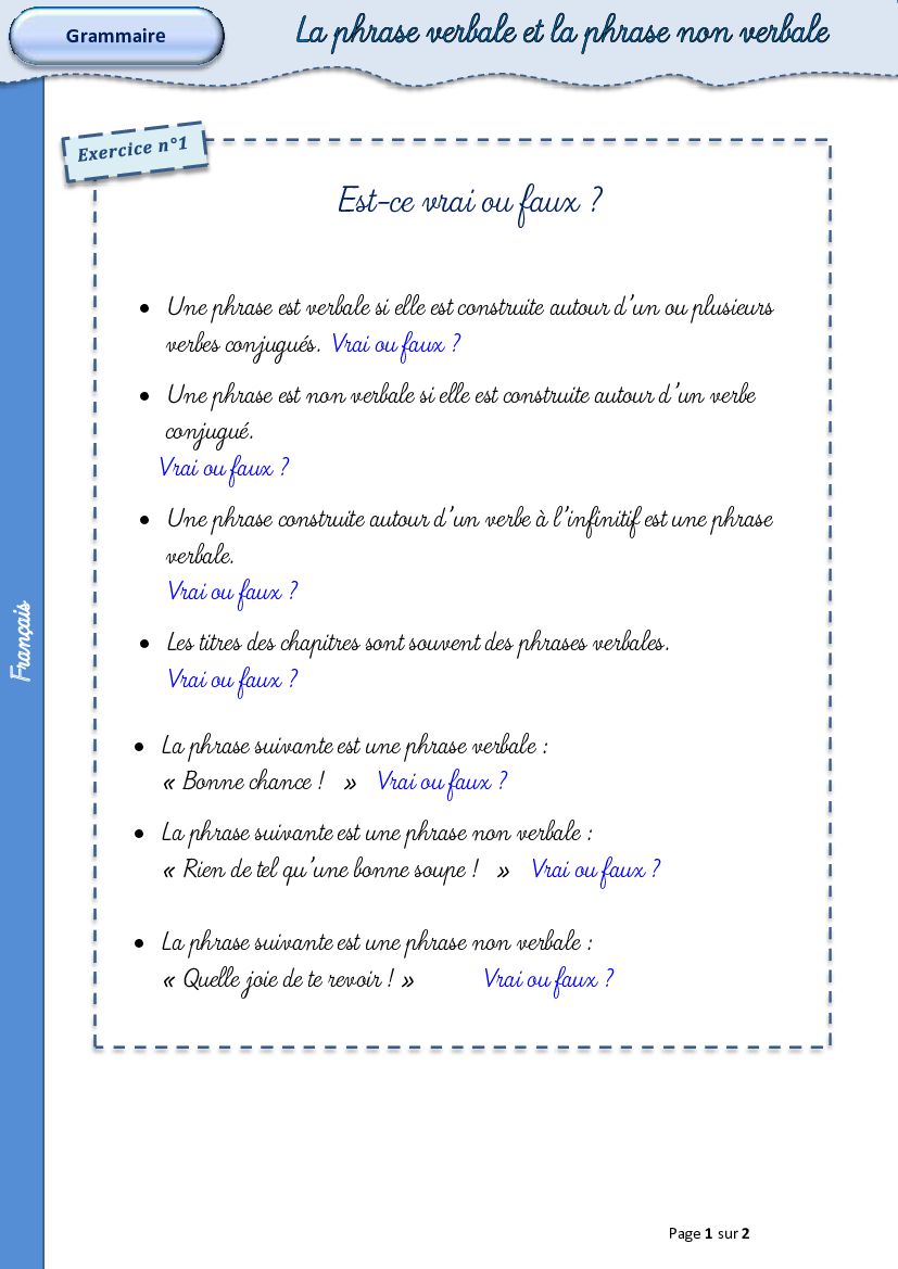 Verblee Lecon 9. Phrases Verbale/ Non Verbale Flashcards – LQYIDP